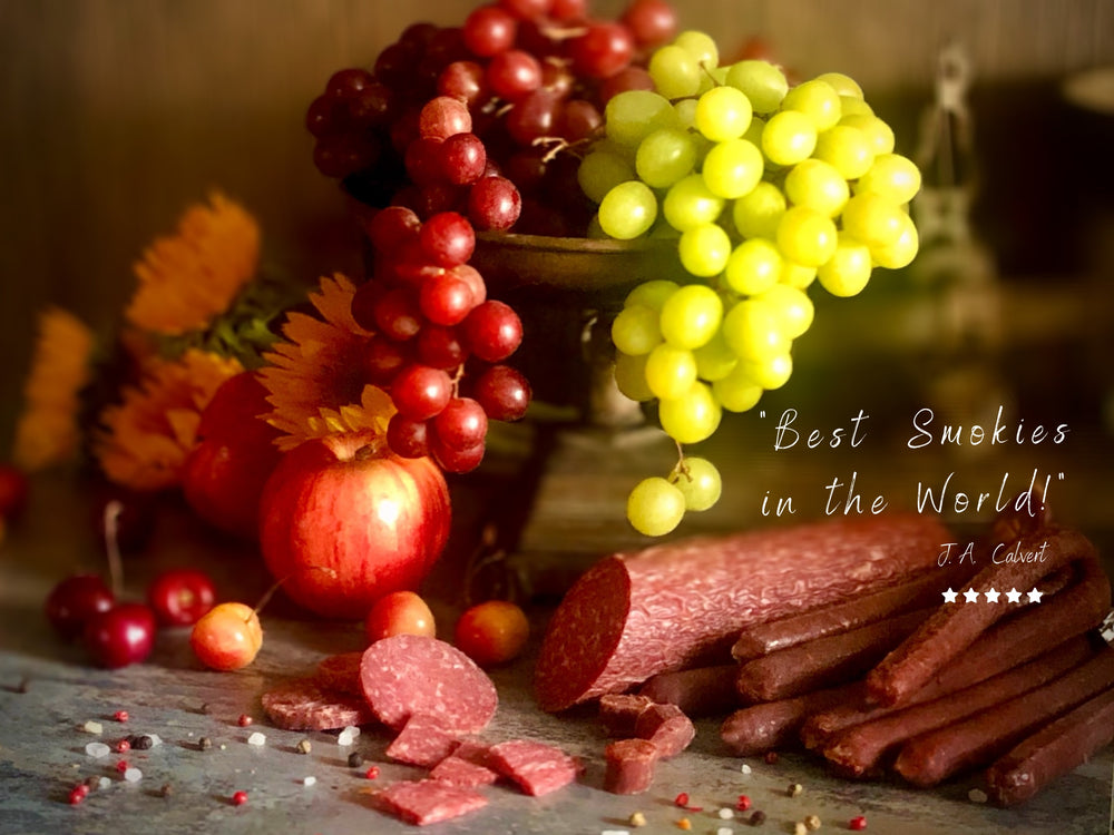 lehrs handcrafted summer sausage and smokie snack sticks with fruit. Best summer sausage you will ever eat